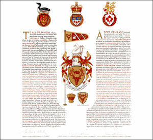 Letters patent granting heraldic emblems to Kenneth John Calder