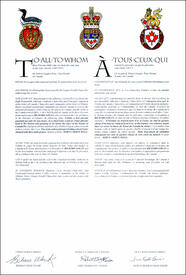 Letters patent granting heraldic emblems to Richard Logan