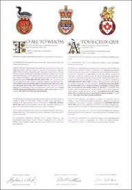 Lettres patentes concédant des emblèmes héraldiques à Edward Milton Mulcahy Lettres patentes concédant des emblèmes héraldiques à Edward Milton Mulcahy