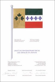 Letters patent granting heraldic emblems to the Comité d'action francophone Pontiac, Loge Chevalier de Lorimier