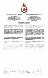 Letters patent registering the heraldic emblems of The Corporation of the Township of Uxbridge