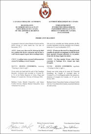 Letters patent registering the heraldic emblems of Pierre Léon Beaubien