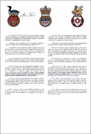 Vice Regal Warrant granting heraldic emblems to Auguste Georges Vachon