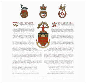 Letters patent granting heraldic emblems to The Faculty of Pharmacy of the University of Toronto Letters patent granting heraldic emblems to The Faculty of Pharmacy of the University of Toronto