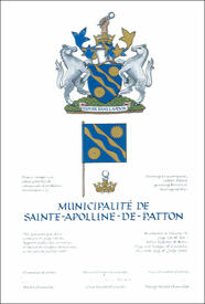 Lettres patentes concédant des emblèmes héraldiques à la Municipalité de Sainte-Apolline-de-Patton