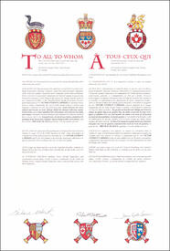 Letters patent granting heraldic emblems to Victor Anthony Cardozo Letters patent granting heraldic emblems to Victor Anthony Cardozo