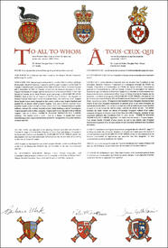 Letters patent granting heraldic emblems to Elizabeth Anne Mikel Letters patent granting heraldic emblems to Elizabeth Anne Mikel