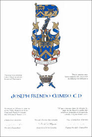 Letters patent granting heraldic emblems to Joseph Frendo Cumbo Letters patent granting heraldic emblems to Joseph Frendo Cumbo