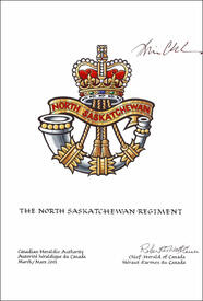Approval of the Badge of The North Saskatchewan Regiment