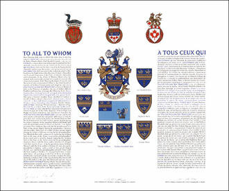 Letters patent granting heraldic emblems to Walter William Roy Bradford
