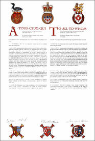 Letters patent granting heraldic emblems to Claude Desmeules Letters patent granting heraldic emblems to Claude Desmeules