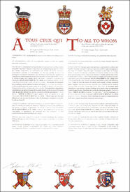 Letters patent granting heraldic emblems to Jean-Louis Roux Letters patent granting heraldic emblems to Jean-Louis Roux