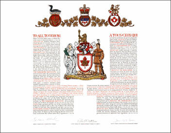 Letters patent granting heraldic emblems to The Dominion Institute Letters patent granting heraldic emblems to The Dominion Institute