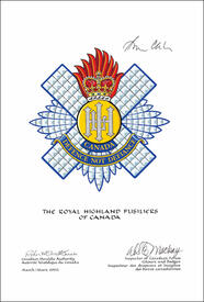 Approval of the Badge of The Royal Highland Fusiliers of Canada
