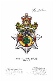 Approbation de l'insigne de The Halifax Rifles (RCAC)