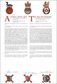 Lettres patentes concédant des emblèmes héraldiques à Joseph Léonce Bernard Lettres patentes concédant des emblèmes héraldiques à Joseph Léonce Bernard