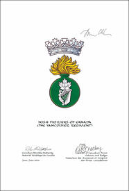 Approval of the Badge of the Irish Fusiliers of Canada (The Vancouver Regiment) Approval of the Badge of the Irish Fusiliers of Canada (The Vancouver Regiment)