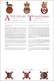 Lettres patentes concédant des emblèmes héraldiques à Jean-Louis Lavoie