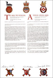 Lettres patentes concédant des emblèmes héraldiques à Balram Inderdeo Lettres patentes concédant des emblèmes héraldiques à Balram Inderdeo