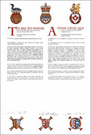 Lettres patentes concédant des emblèmes héraldiques à Darrel Elbert Kennedy Lettres patentes concédant des emblèmes héraldiques à Darrel Elbert Kennedy