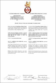 Letters patent registering heraldic emblems to Frank Neville William Edwards Palmer-Stone Letters patent registering heraldic emblems to Frank Neville William Edwards Palmer-Stone