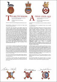 Letters patent granting heraldic emblems to Gary Harold Rice