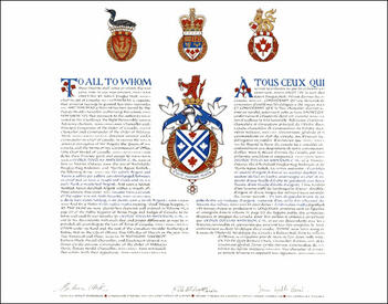 Letters patent granting heraldic emblems to George Douglas Anderson