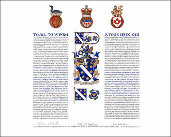 Lettres patentes concédant des emblèmes héraldiques à Rocco Leonard Martino