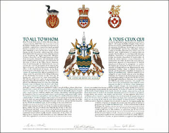 Letters patent granting heraldic emblems to the Town of Morinville Letters patent granting heraldic emblems to the Town of Morinville