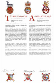 Letters patent granting heraldic emblems to George David Parson Letters patent granting heraldic emblems to George David Parson