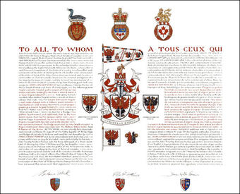 Letters patent granting heraldic emblems to John Gerard Dunlap