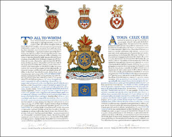 Letters patent granting heraldic emblems to the City of Hamilton