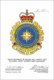 Approbation de l'insigne de l'Unité régionale de soutien aux cadets (Est)