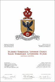 Letters patent granting heraldic emblems to St. John's Evangelical Lutheran Church, Montreal Letters patent granting heraldic emblems to St. John's Evangelical Lutheran Church, Montreal