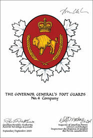 Approval of the Badge of The Governor General's Foot Guards-No. 4 Company