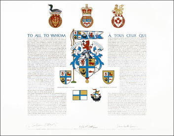 Letters patent granting heraldic emblems to Bruce William McDonald