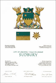 Letters patent granting heraldic emblems to the City of Greater Sudbury Letters patent granting heraldic emblems to the City of Greater Sudbury