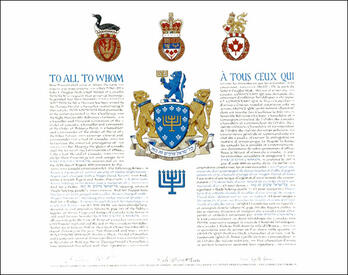 Letters patent granting heraldic emblems to B'nai B'rith Canada