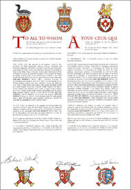 Letters patent granting heraldic emblems to Edward Roberts