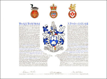 Lettres patentes concédant des emblèmes héraldiques à Jeffrey George Gilmour Lettres patentes concédant des emblèmes héraldiques à Jeffrey George Gilmour