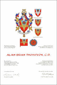 Lettres patentes concédant des emblèmes héraldiques à Alan Brian Thompson