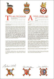 Letters patent granting heraldic emblems to William Olsen Apold