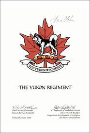 Approval of the Badge of The Yukon Regiment