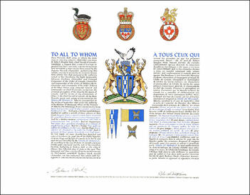 Letters patent granting heraldic emblems to the Town of Penhold
