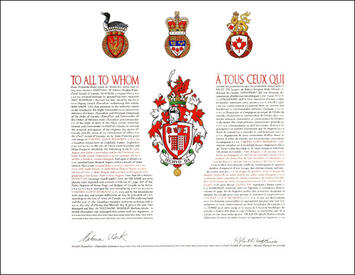 Lettres patentes concédant des emblèmes héraldiques à Vincent Lloyd Reynolds Lettres patentes concédant des emblèmes héraldiques à Vincent Lloyd Reynolds