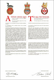 Lettres patentes concédant des emblèmes héraldiques à Richard Bodéüs Lettres patentes concédant des emblèmes héraldiques à Richard Bodéüs