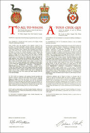 Lettres patentes concédant des emblèmes héraldiques à David Michael Cvet Lettres patentes concédant des emblèmes héraldiques à David Michael Cvet