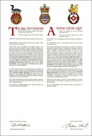 Letters patent granting heraldic emblems to William Terry Blizzard Letters patent granting heraldic emblems to William Terry Blizzard
