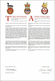 Letters patent granting heraldic emblems to John Wesley Metcalf