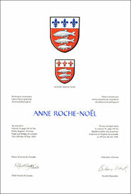 Letters patent granting heraldic emblems to Anne Roche-Noël